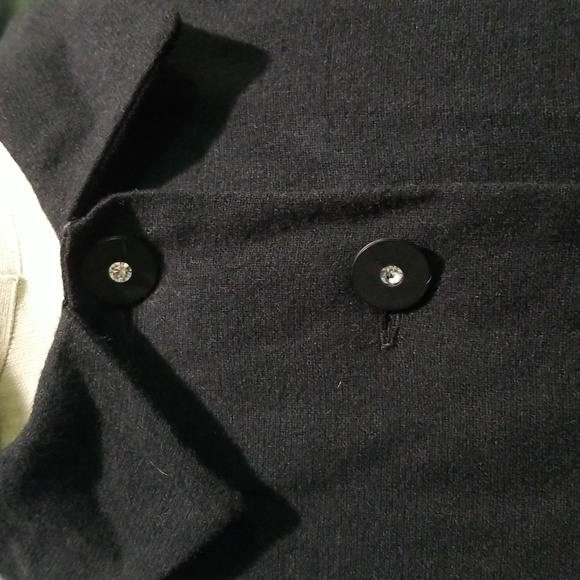 MISS PEG PALMER BLACK HALF COAT/JACKET BOW ON BACK RHINESTONES IN BUTTONS VNTG - Picture 2 of 7